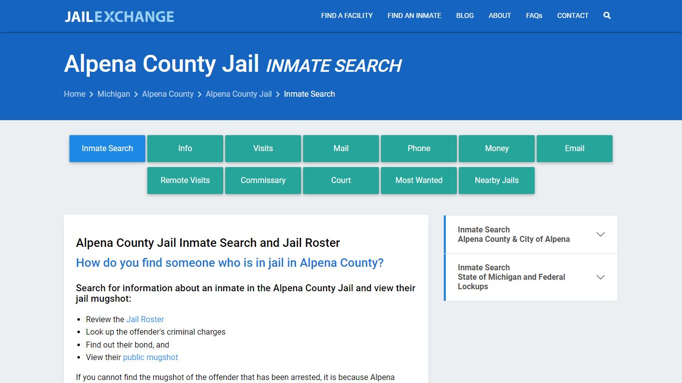 Inmate Search: Roster & Mugshots - Alpena County Jail, MI