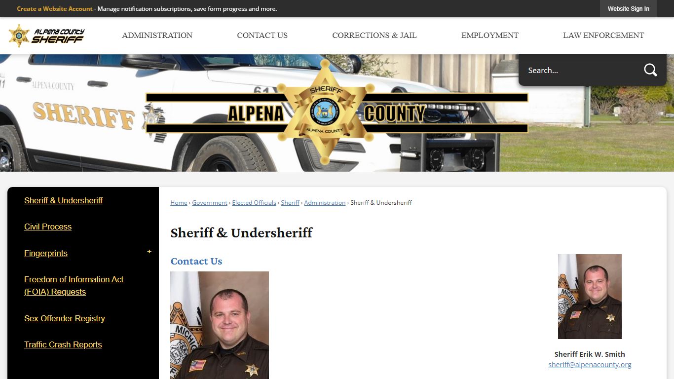 Sheriff & Undersheriff | Alpena County, MI