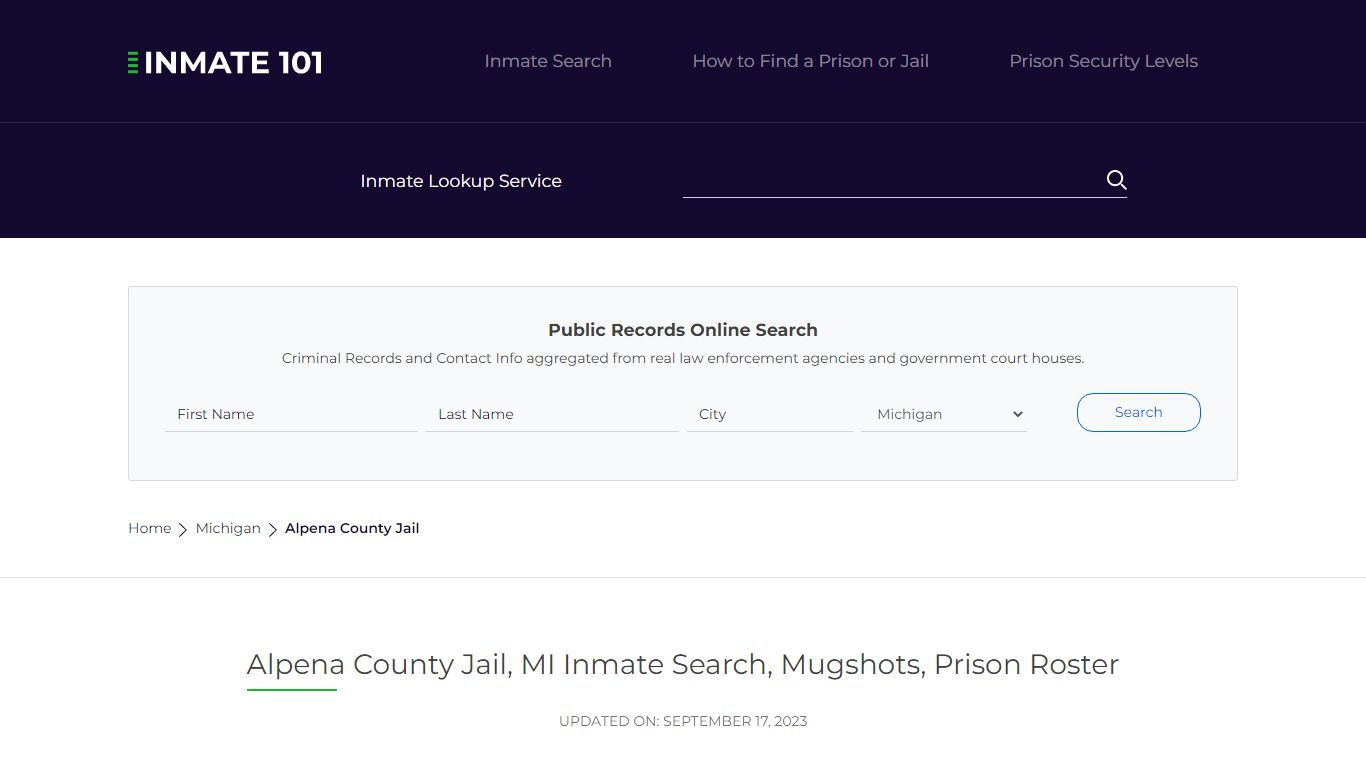 Alpena County Jail, MI Inmate Search, Mugshots, Prison Roster